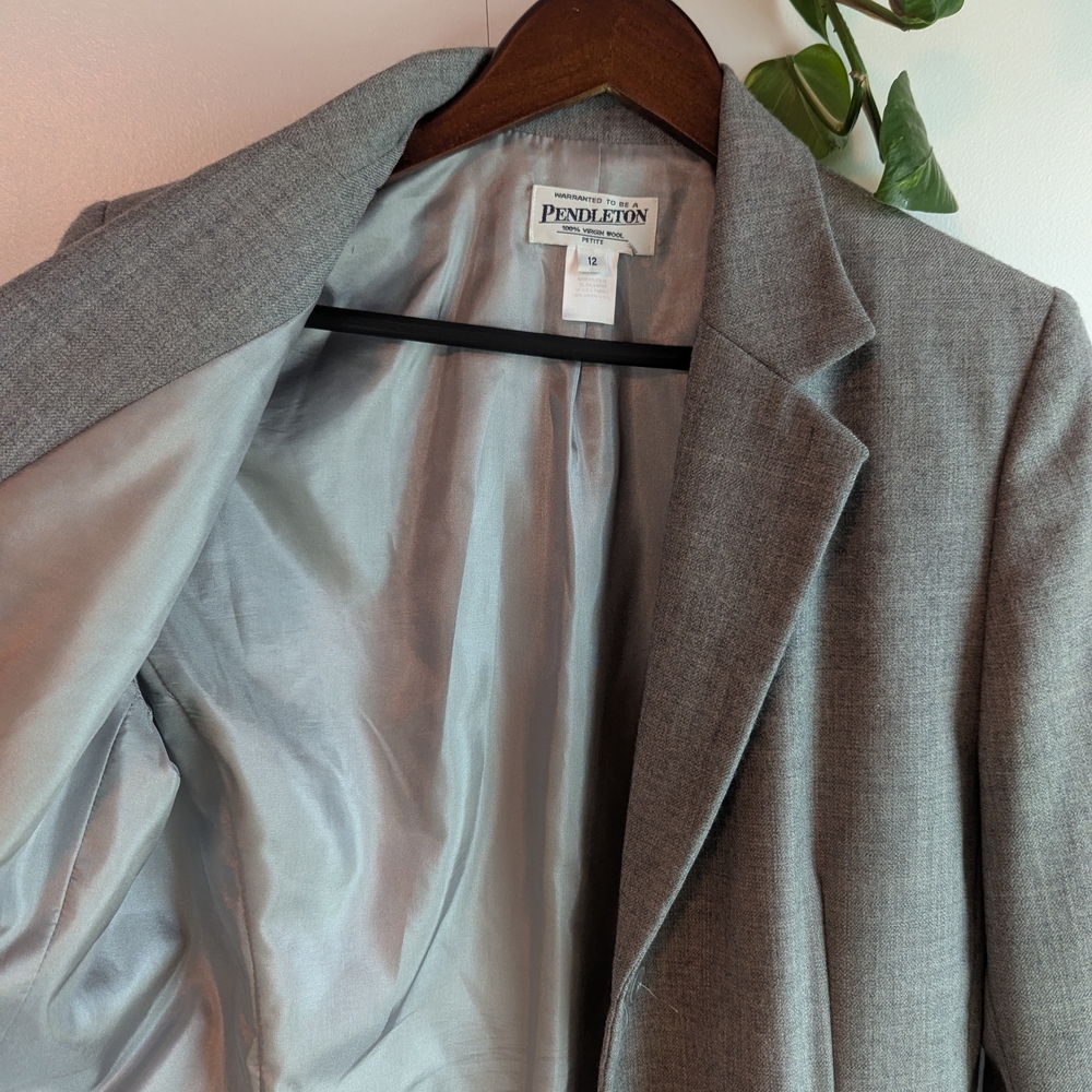 Pendleton Gray Wool Petite Blazer - Picture 3 of 4